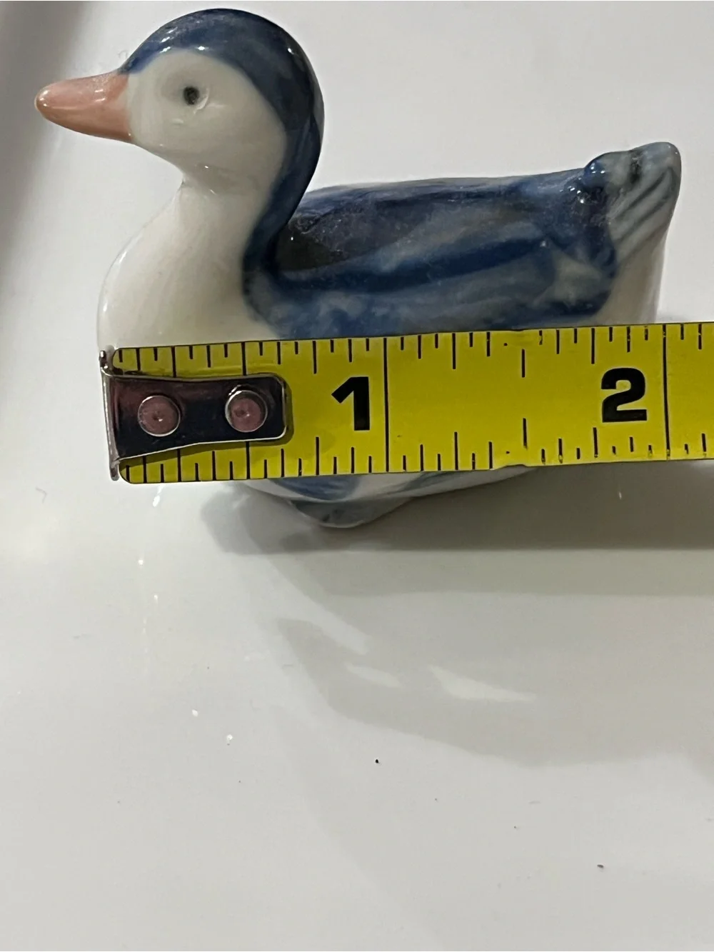 Vintage Otagiri Blue and White Miniature Porcelain Duck Figurine